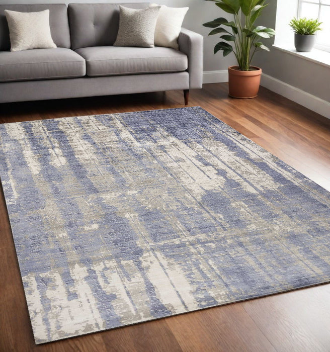 5' x 7' Hand Loomed Abstract Brushstroke Indoor Area Rug - Gray Blue