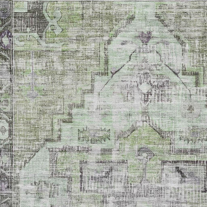 10' X 14' Oriental Washable Area Rug With UV Protection (699376) - Artichoke Green / Charcoal / Ivory