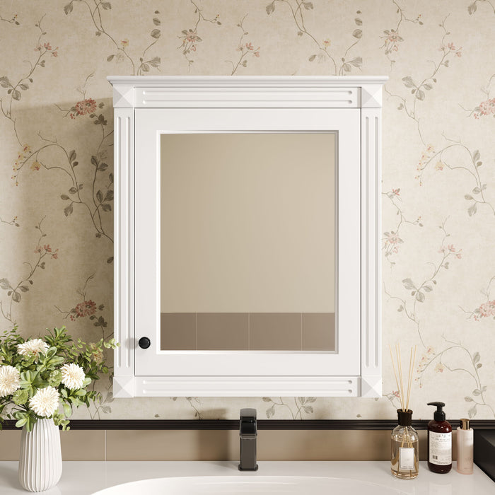 Giga wall-mounted bathroom medicine cabinet with mirror and adjustable shelf, compact storage for toiletries and medicines.