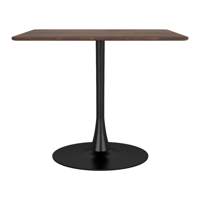 35" Square Steel Pedestal Base Dining Table - Brown