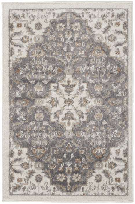 2' X 3' Floral Area Rug (556216) - Gray