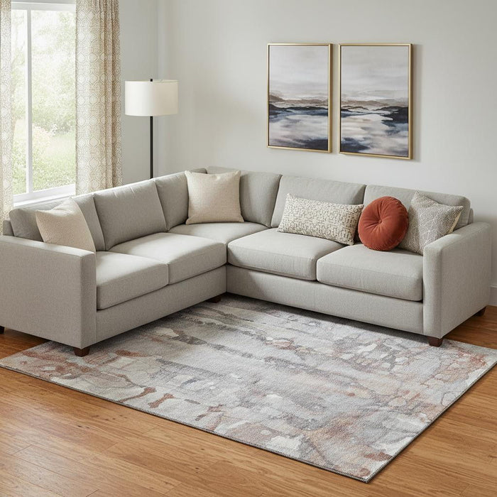 10' X 14' Abstract Washable Area Rug With UV Protection (718502) - Copper / Gray