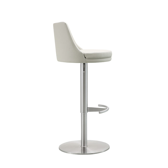 Faux Leather Steel Low Back Adjustable Height Swivel Bar Chair - Gray