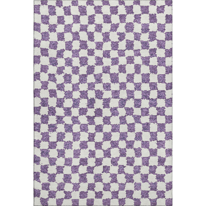 10' X 14' Geometric Washable Area Rug With UV Protection (709414) - Purple / Ivory