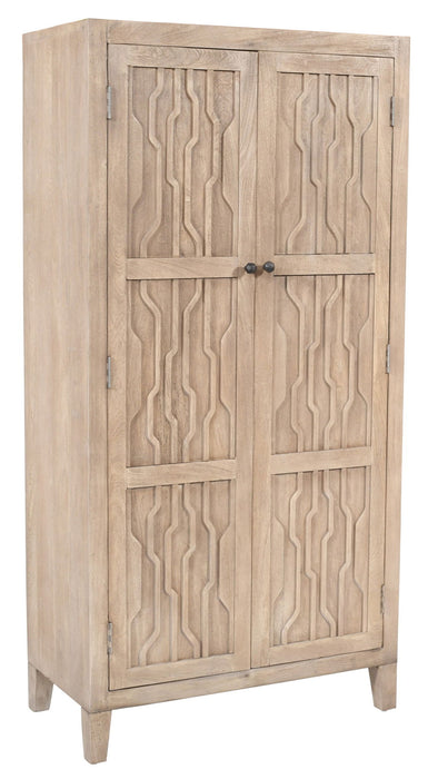 72" Distressed Solid Wood Frame Accent Cabinet With Two Doors - Ivory