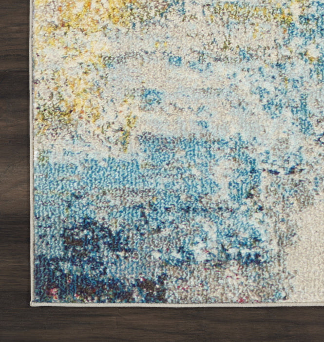 9' x 12' Abstract Power Loom Area Rug - Blue And Gray