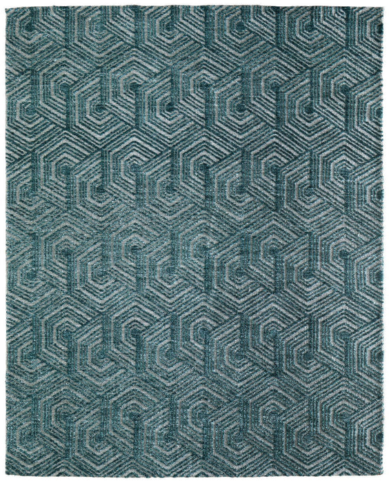 9' X 13' Geometric Area Rug (722098) - Blue / Ivory