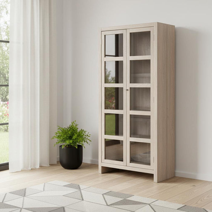 91" Distressed Solid Wood Frame Accent Cabinet With Two Doors - Ivory