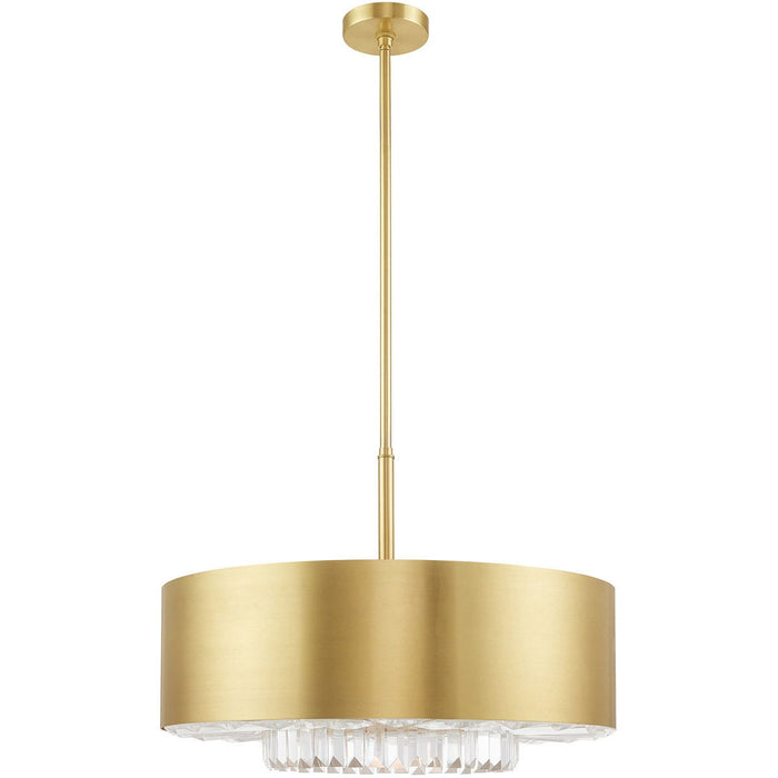 25" Six Light Dimmable Chandelier With Shades - Brass