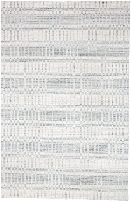 7' x 9' Striped Hand Woven Area Rug - Ivory And Blue