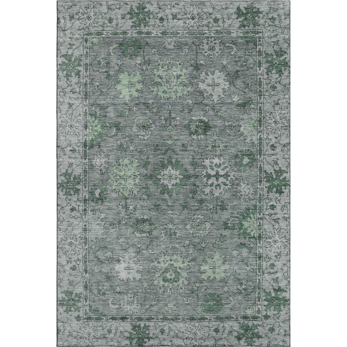 10' X 14' Oriental Washable Area Rug With UV Protection (716539) - Sage / Gray