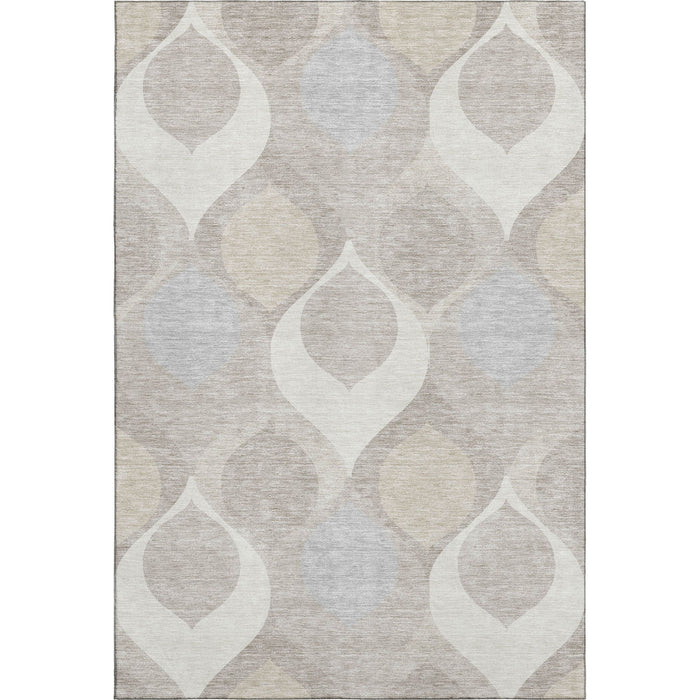 9' X 12' Ogee Washable Area Rug With UV Protection - Ivory