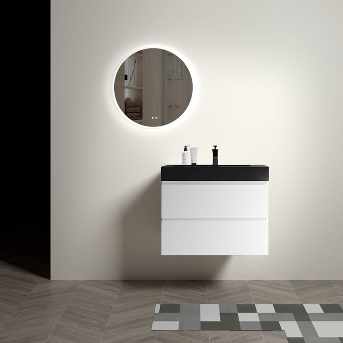 Giga Alice wall-mounted bathroom vanity with large storage, one-piece sink basin, modern floating design, no drain or faucet included