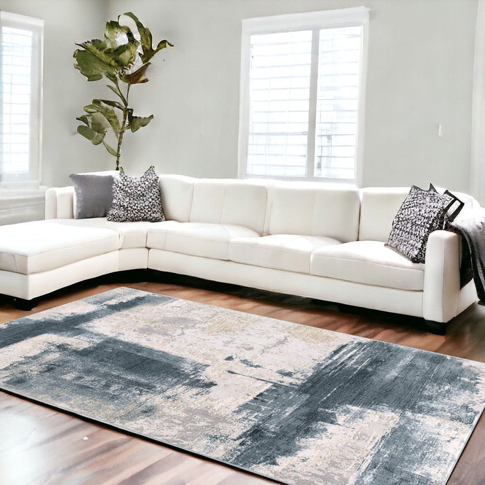 8' x 11' Abstract Patches Area Rug - Cream And Blue