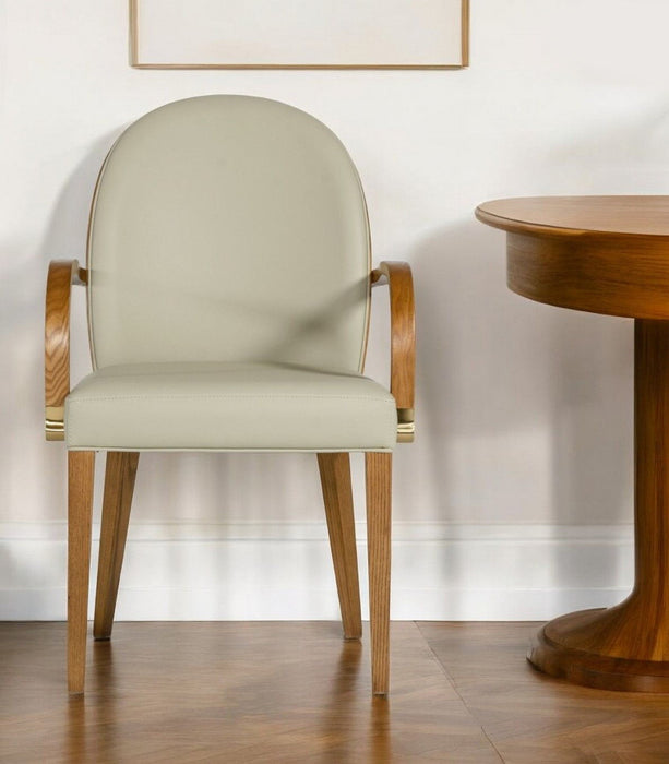 Modern Upholstered Faux Leather Dining Arm Chair - Gray