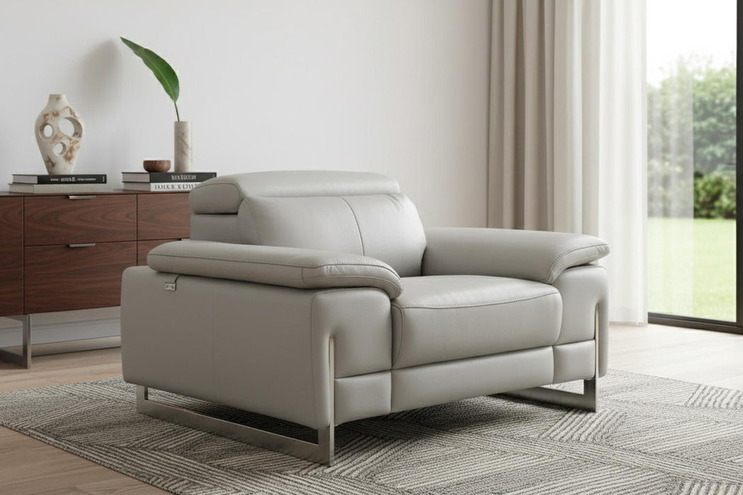 Tasteful Leather Chair - Light Gray