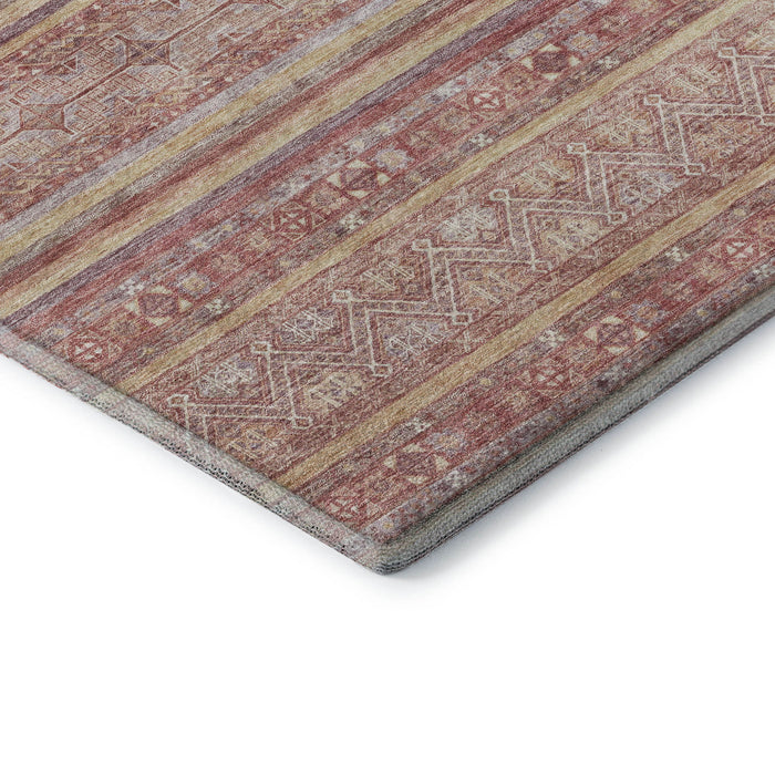 10' X 14' Striped Washable Area Rug With UV Protection (696188) - Rust / Coral / Wheat
