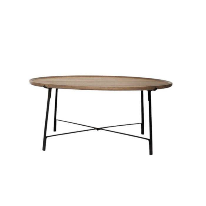 Solid Wood And Iron Round Nested Coffee Tables (Set of 2) - Brown And Black