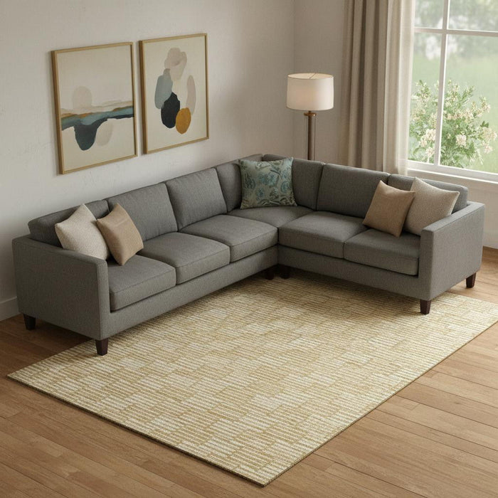10' X 14' Abstract Geometric Washable Area Rug With UV Protection (672971) - Gold / Ivory