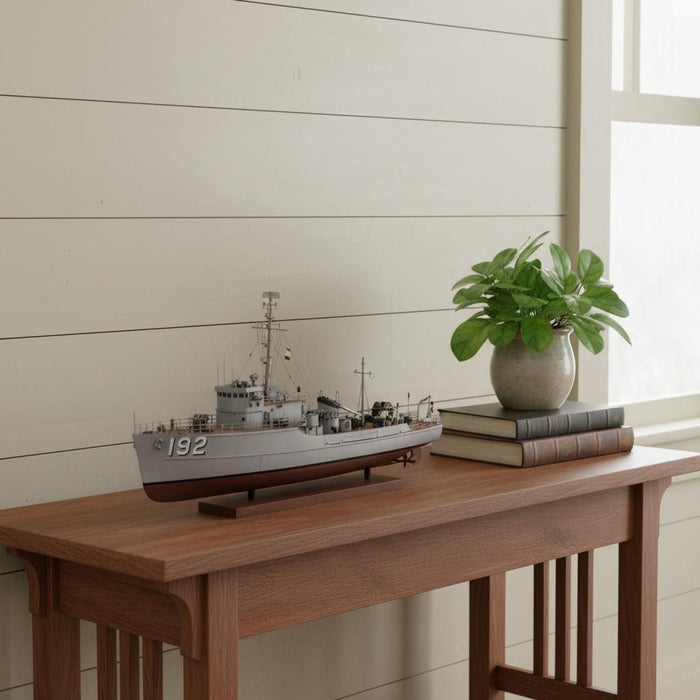 Hand Painted Model Boat - Gray / Light Brown