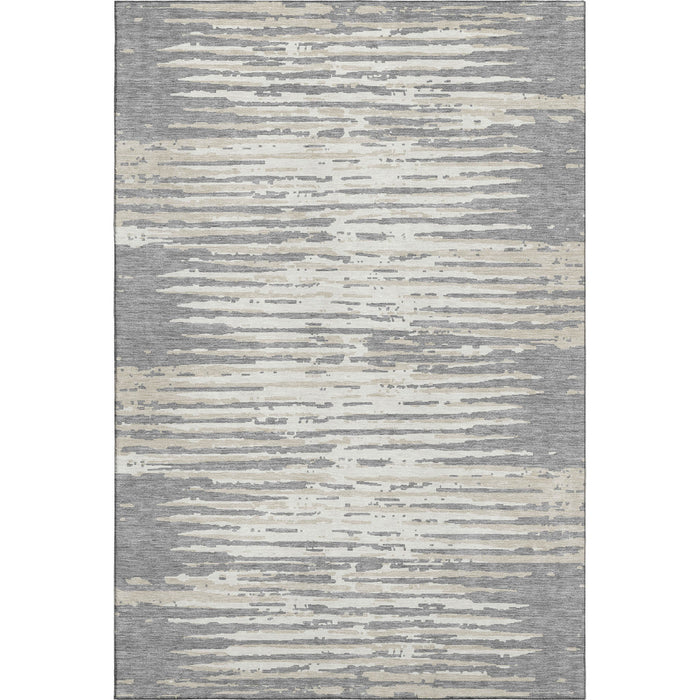 10' X 14' Striped Washable Area Rug With UV Protection (670555) - Gray / Ivory