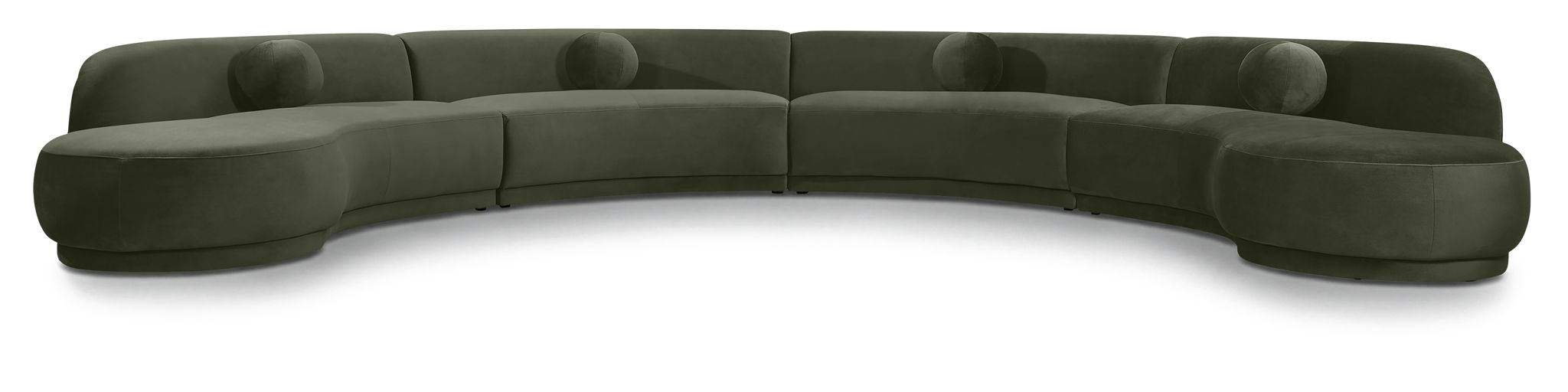 Meridian Furniture Avra velvet performance fabric sectional sofa in a stationary design with plush upholstery and modern style.