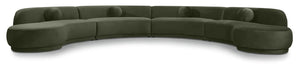 Meridian Furniture Avra velvet performance fabric sectional sofa in a stationary design with plush upholstery and modern style.