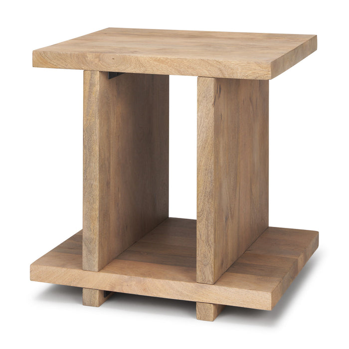 22" Solid Wood Sled End Table With Shelf - Brown