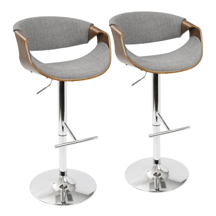 Curvo - Adjustable Barstool With Swivel - Walnut (Set of 2)