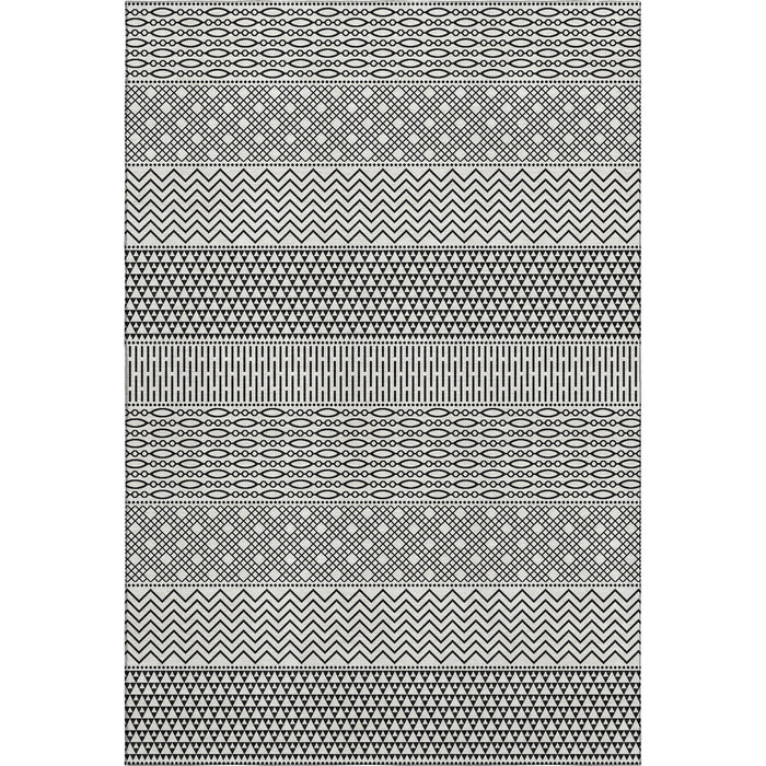 10' X 14' Striped Washable Area Rug With UV Protection (674826) - White / Black