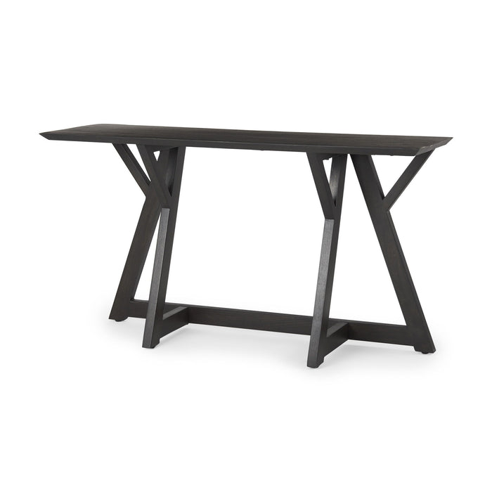 54" Solid Wood Trestle Console Table - Brown