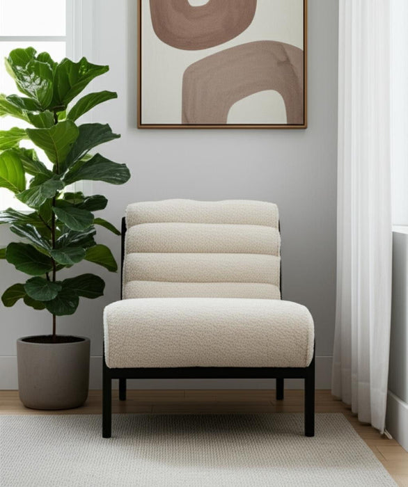 Upholstered Side Chair - Beige / Black