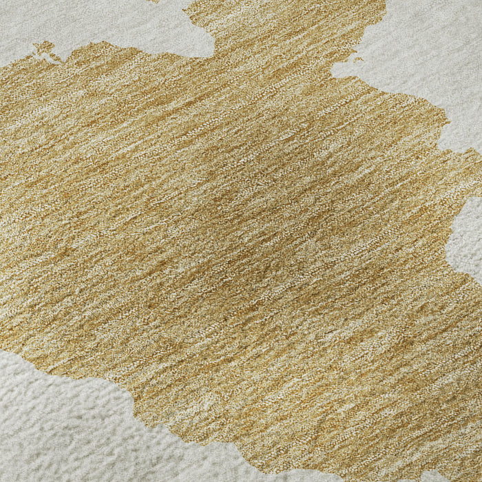 10' X 14' Abstract Washable Area Rug With UV Protection (677022) - Gold / Ivory