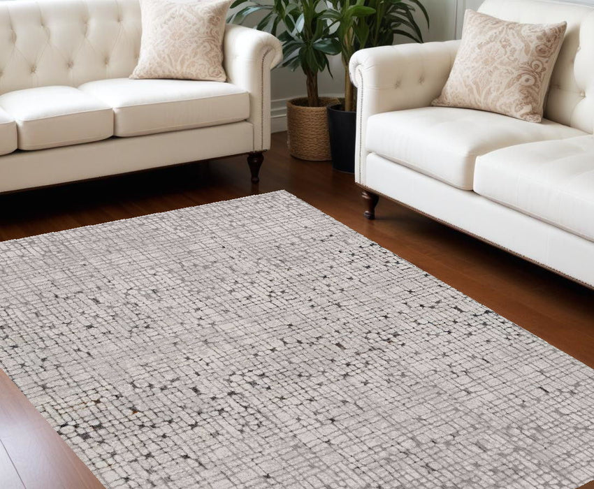 8' x 11' Abstract Area Rug - Charcoal And Ivory