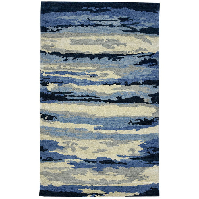 9' X 13' Wool Abstract Hand Tufted Area Rug - Navy Blue