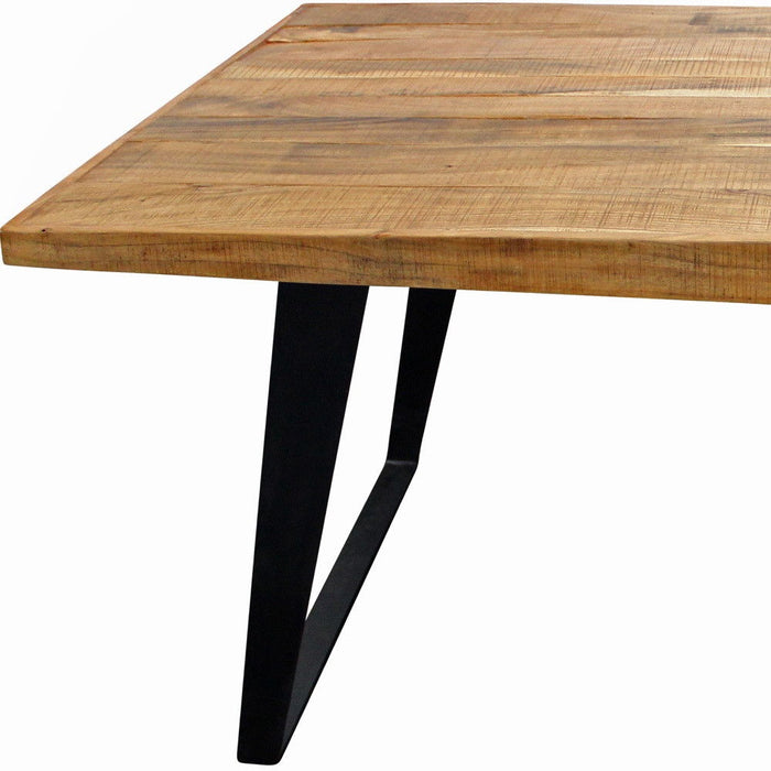 63" Solid Wood And Iron Sled Base Dining Table - Natural