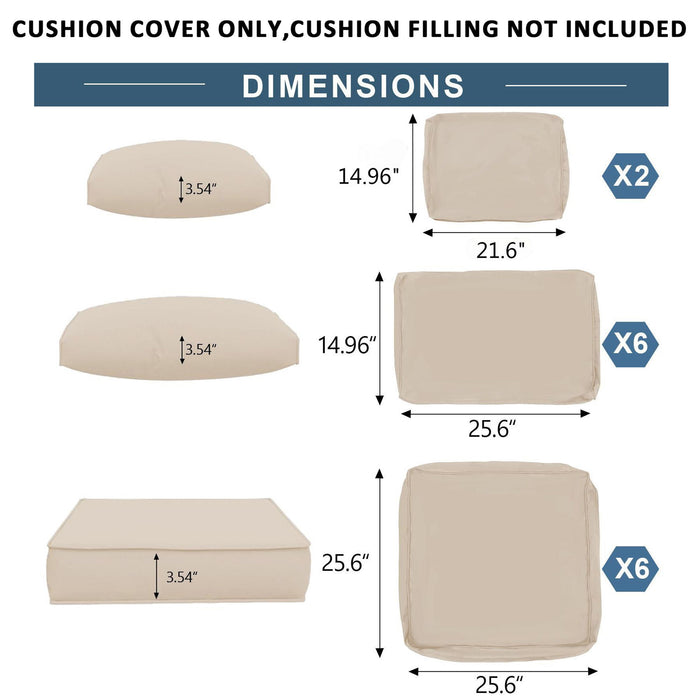 Giga outdoor deep seat cushion set for patio furniture, includes back and seat cushions for sectional outdoor seating.