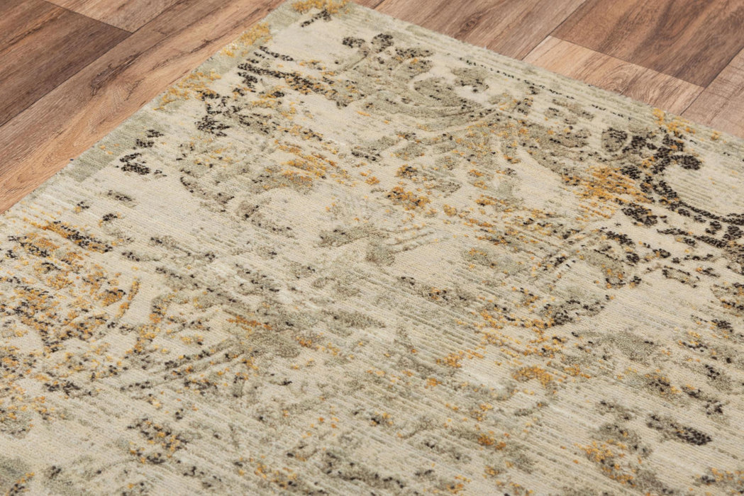 8' X 10' New Zealand Lambs Wool Abstract Hand Carved Handmade Area Rug (748022) - Beige / Copper / Brown