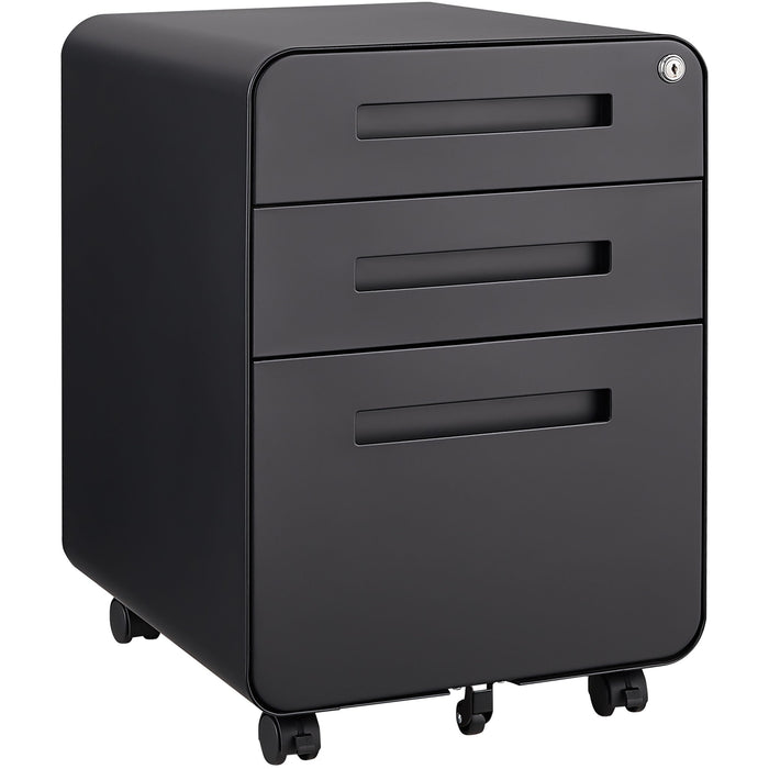 Giga 3-drawer mobile filing cabinet with five wheels, cold-rolled steel, waterproof, moisture-proof, suitable for legal and letter files.
