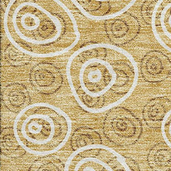 10' X 14' Polka Dot Washable Area Rug With UV Protection - Gold And Ivory
