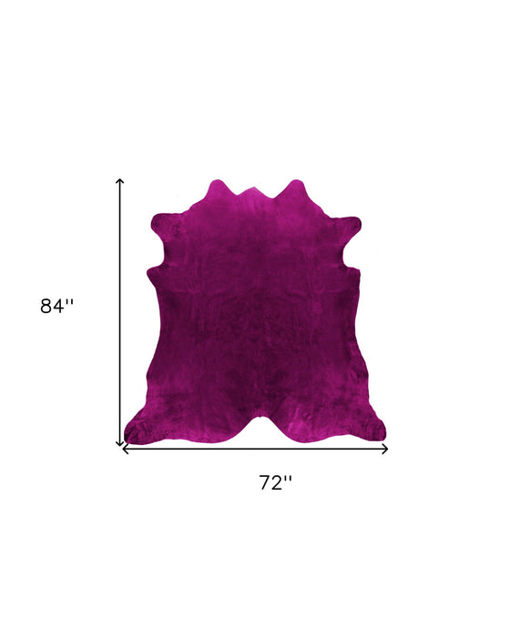 6' x 7' Hand Knotted Area Rug - Purple Cowhide
