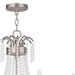 28-inch metal chandelier by HomeRoots with six clear shades and dimmable feature in nickel finish.