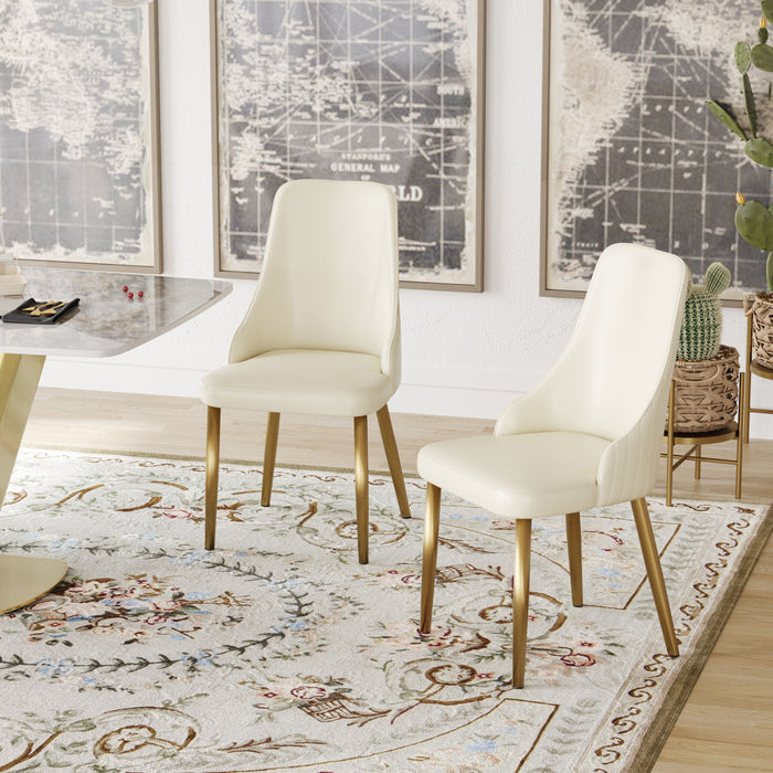 Set of two white Giga modern dining chairs with sponge-filled seats, solid wood and metal legs for restaurants and living rooms