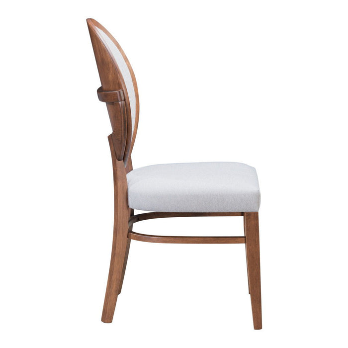 Upholstered Fabric King Louis Back Dining Side Chairs (Set of 2) - Light Gray