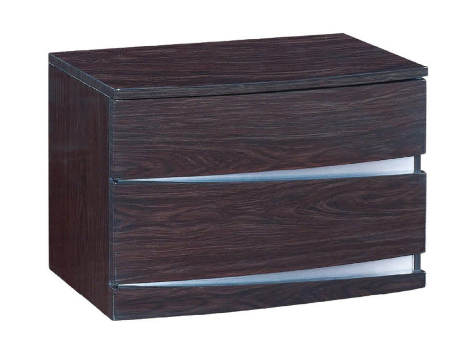 17" Two Drawers Manufactured Wood Mirrored Nightstand - Dark Brown