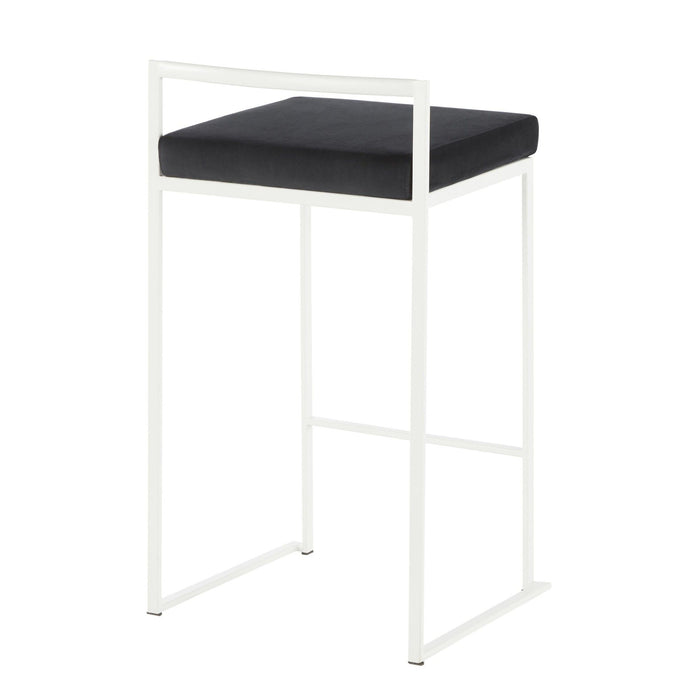 Fuji - Contemporary Stackable Counter Stool (Set of 2) - White Frame
