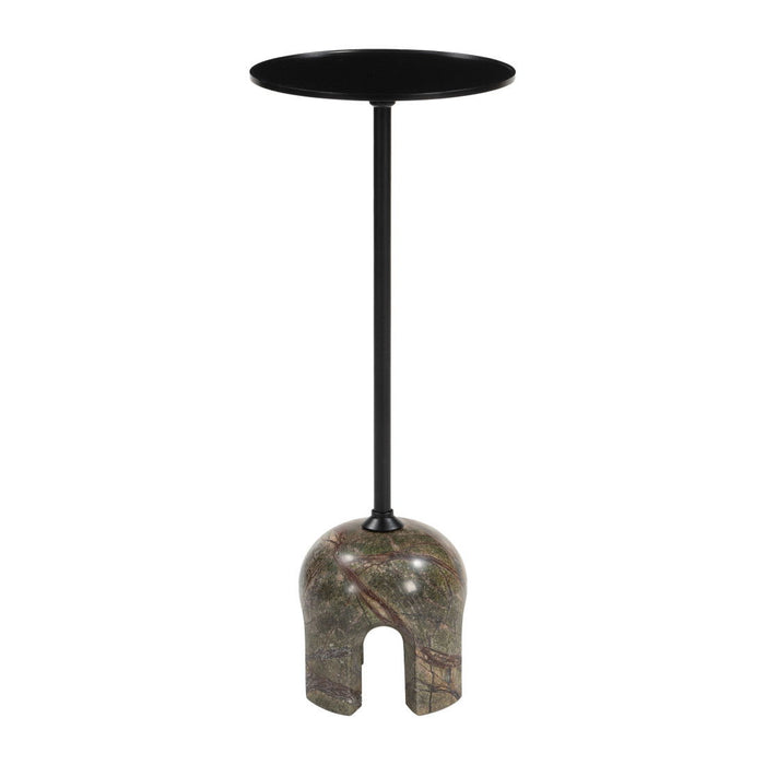22" Marble Pedestal End Table - Brown