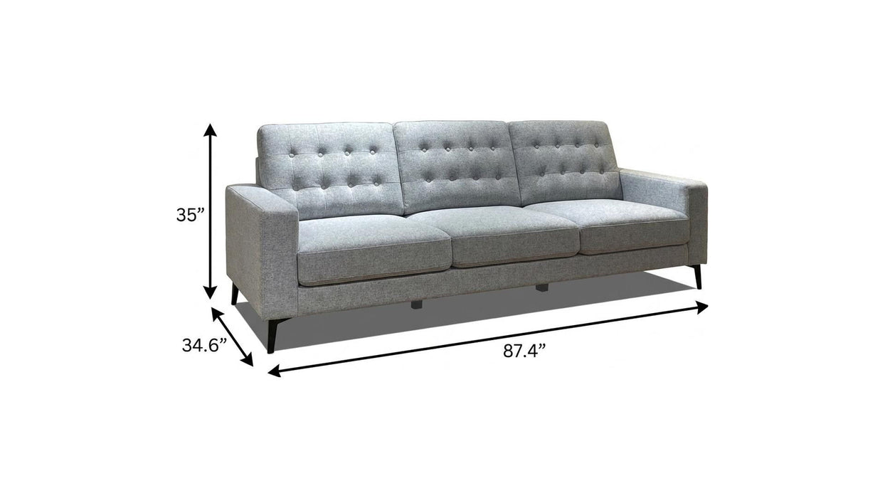 87" Fabric Sofa With Black Legs - Gray