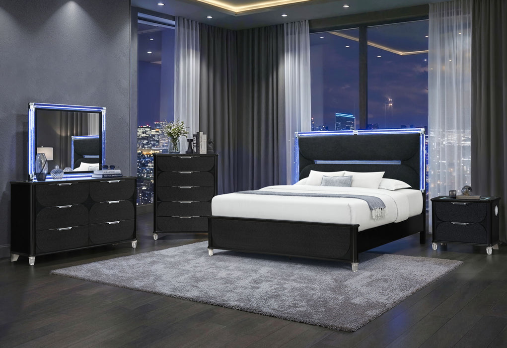 Lando - Nightstand With Speaker And Wireless Charging Platform - Black