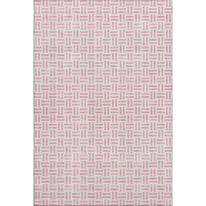 10' X 14' Geometric Washable Area Rug With UV Protection (677267) - Pink / Ivory